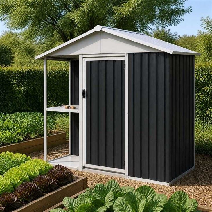 6×4FT Metal Garden Shed With Side Storage price