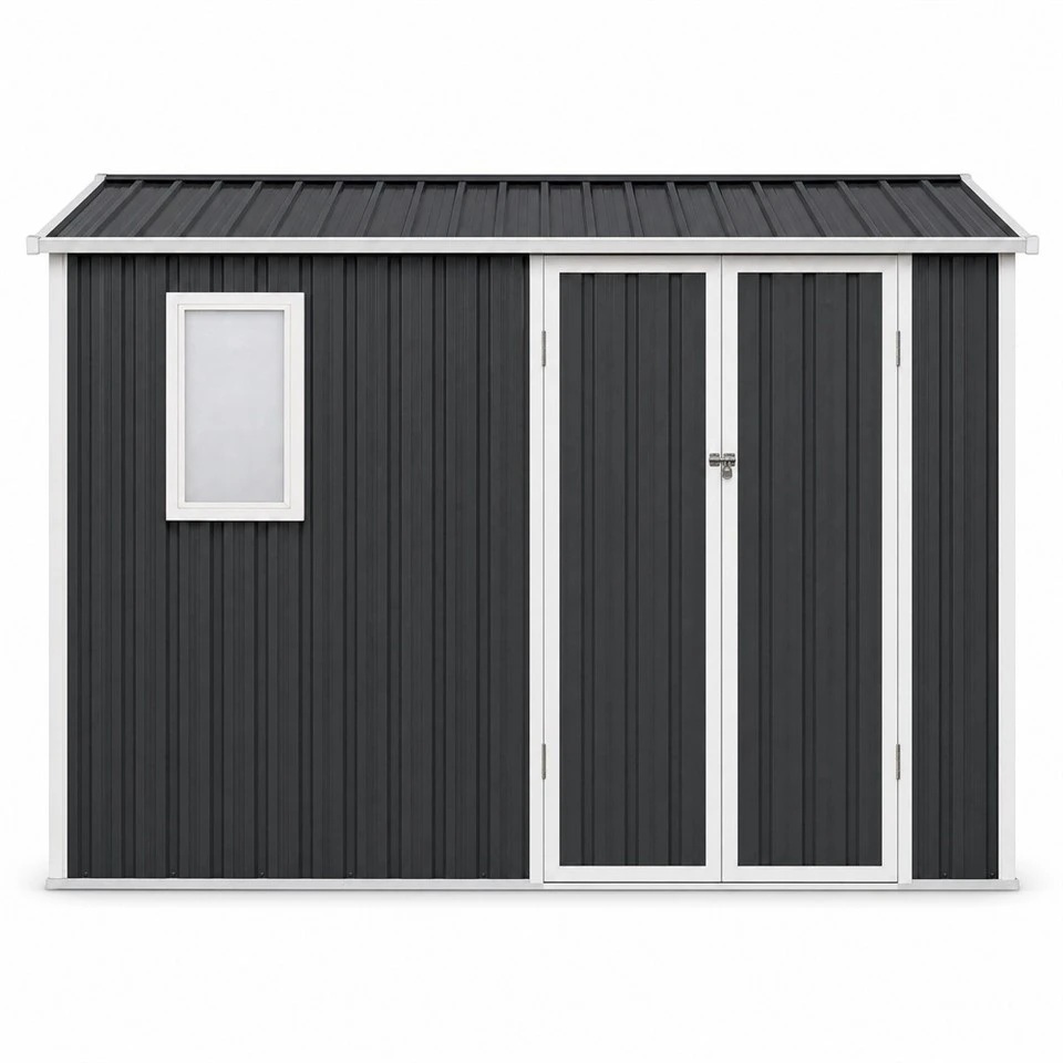 Dark Grey Steel Shed 9x6 ft factory