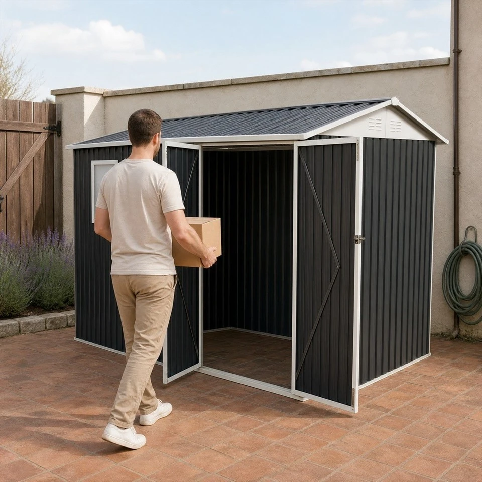Dark Grey Steel Shed 9x6 ft price