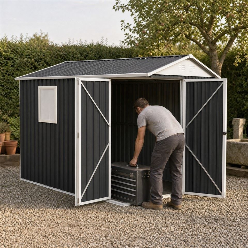 Dark Grey Steel Shed 9x6 ft price