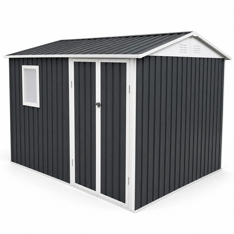 Dark Grey Steel Shed 9x6 ft
