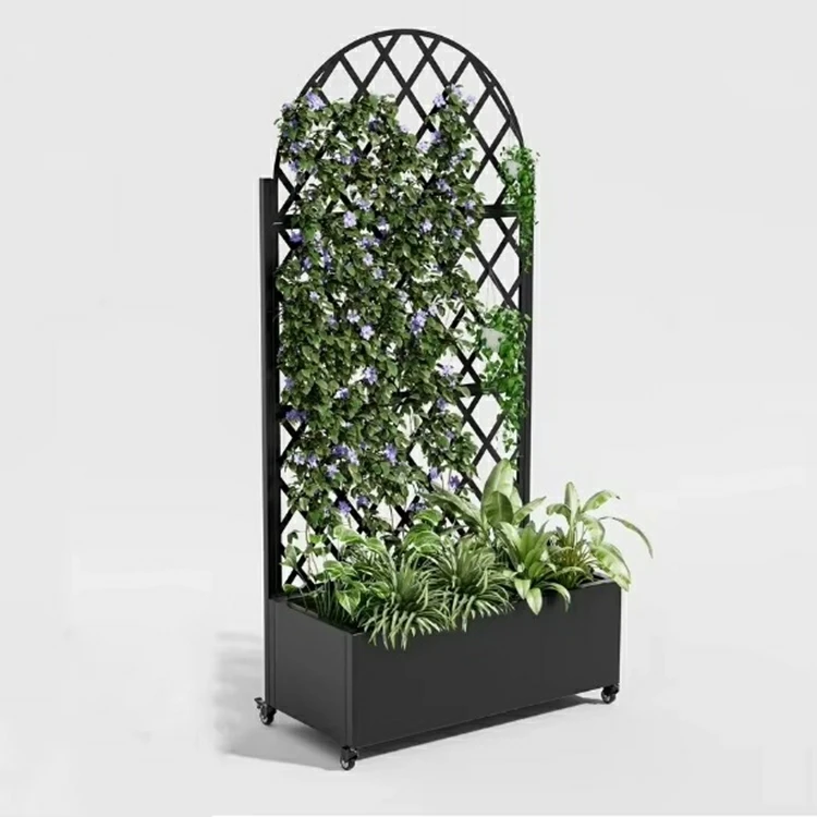 Metal Planter Box With Trellis